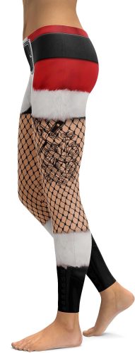 Santa's Shorts and Fishnet Tights Leggings