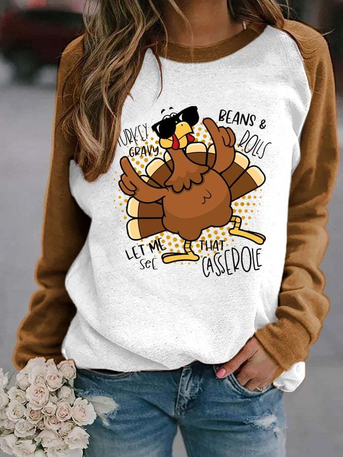 Women's Happy Turkey Day Print Sweatshirt