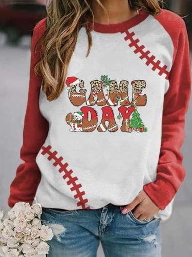 Women's Christmas Game Day football Print Sweatshirt