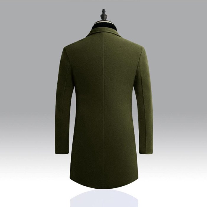 Stand Collar Single Breasted Slim Fit Long Sleeve Coat