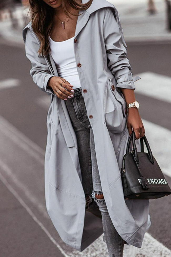 Casual Solid Patchwork Turndown Collar Outerwear