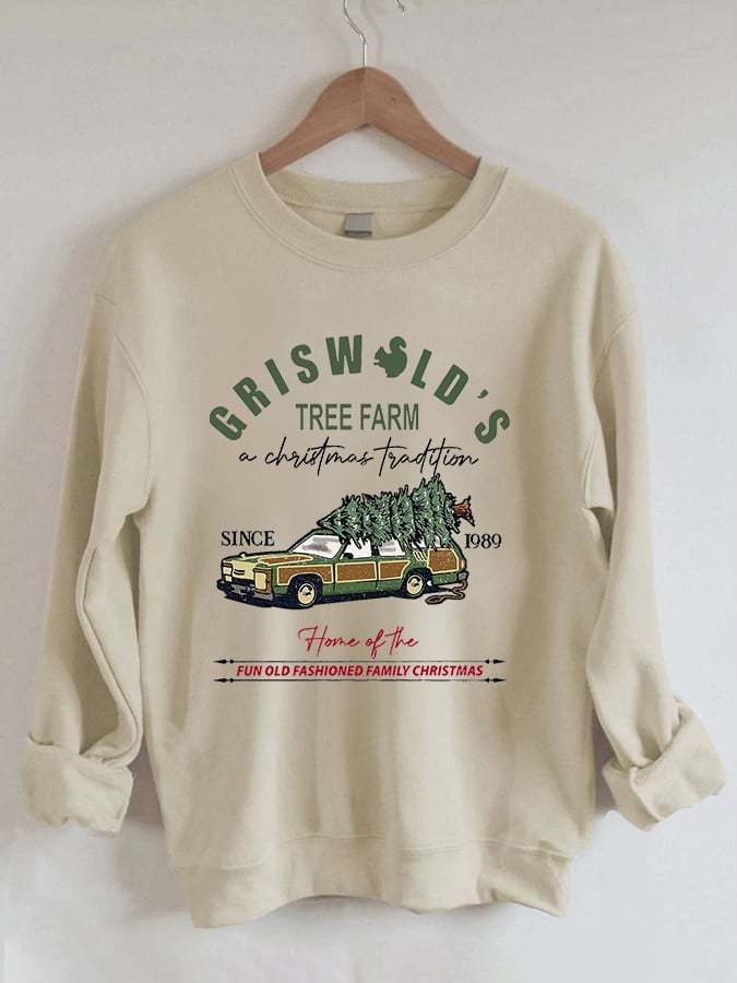 Women's Christmas Tree Vintage Griswold Christmas Print Sweatshirt