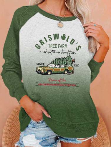 Women's Christmas Tree Vintage Griswold Christmas Print Sweatshirt