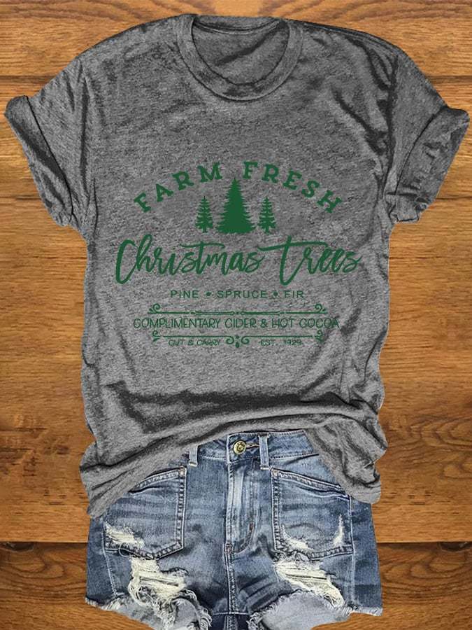 Women's FARM FRESH Christmas trees Print T-Shirt
