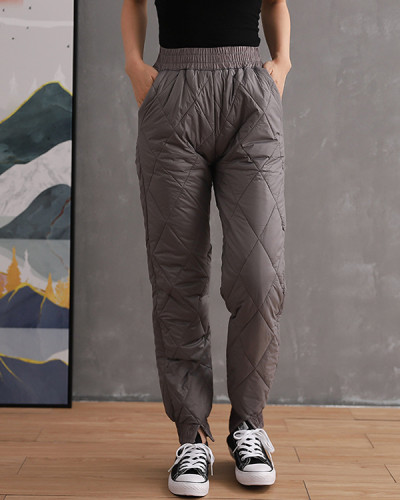 Elastic Waist Casual Loose Down Pants