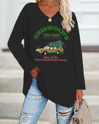 Griswold’s Tree Farm Print Long Sleeve Top