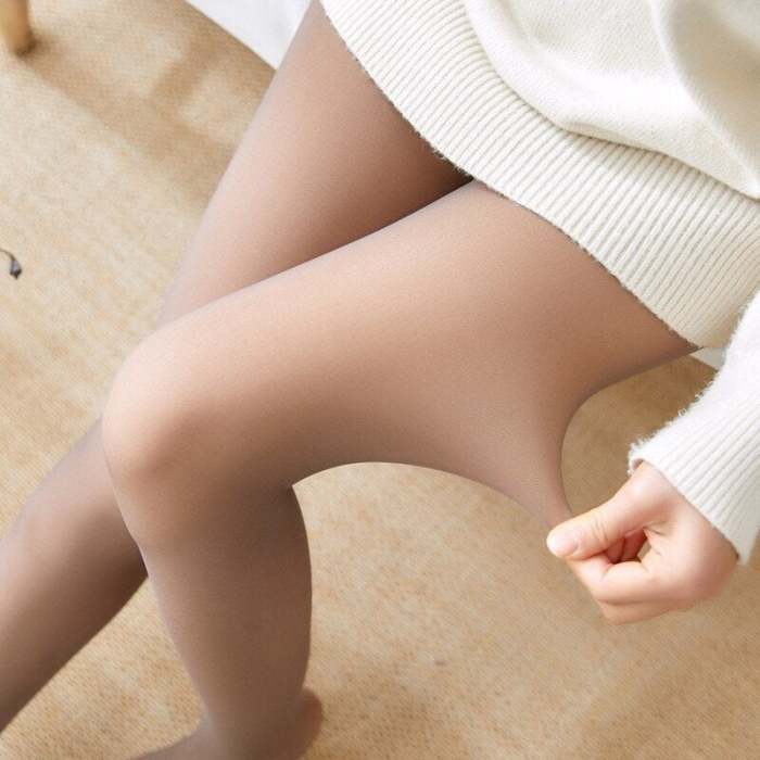 49% OFF-Flawless Legs Fake Translucent Warm Plush Lined Elastic Tights