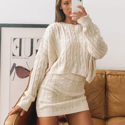 Sexy Short Skirt Loose Sweater Set