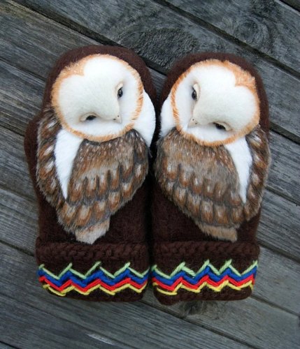 Winter Sale 49% OFF - Hand Knitted Wool Nordic Mittens with Owls