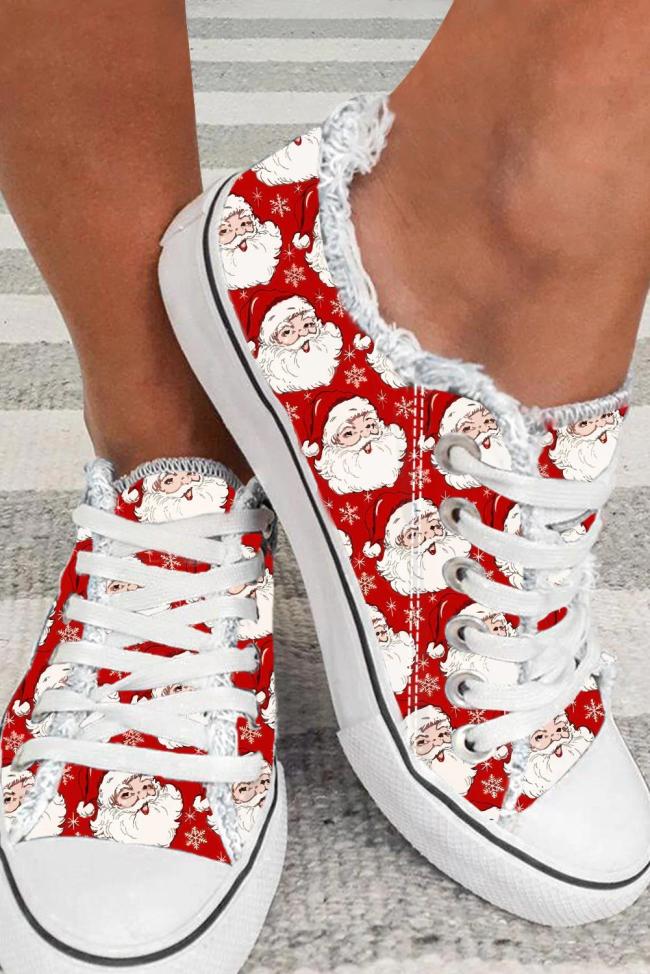 Santa Claus Print Canvas Sneakers