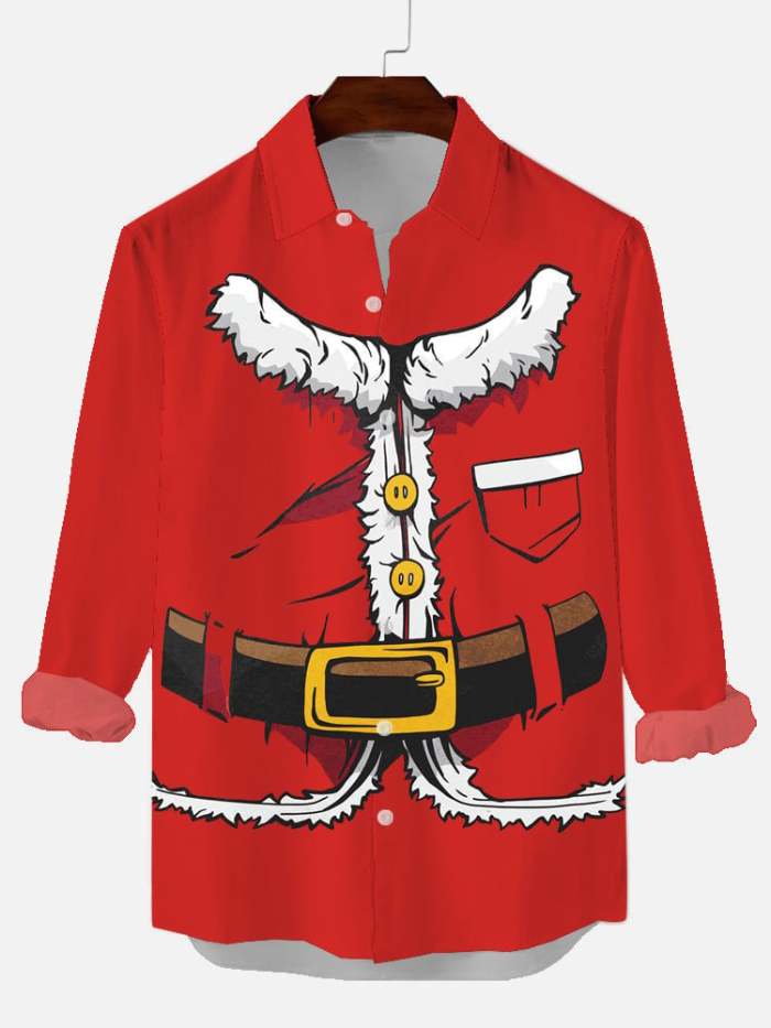 Christmas Santa Claus Printing Men's Long Sleeve Shirt