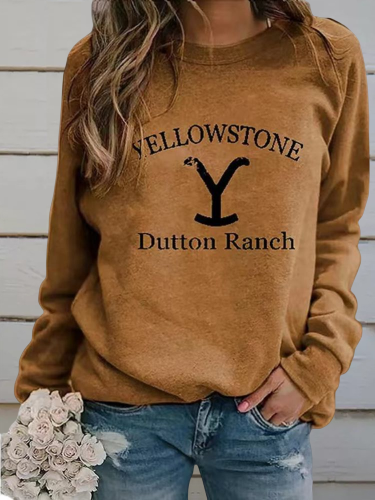 Western Inspired Print Long Sleeve Sweatshirt