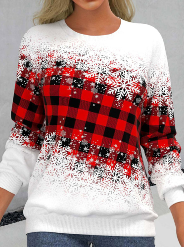 Fashion Plaid Print Long Sleeve Sweatshirt