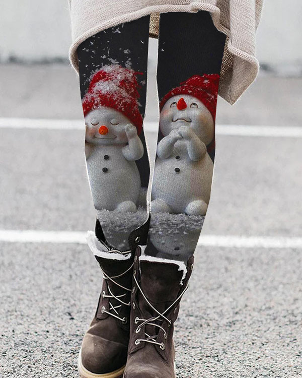 Snowman Print Leggings