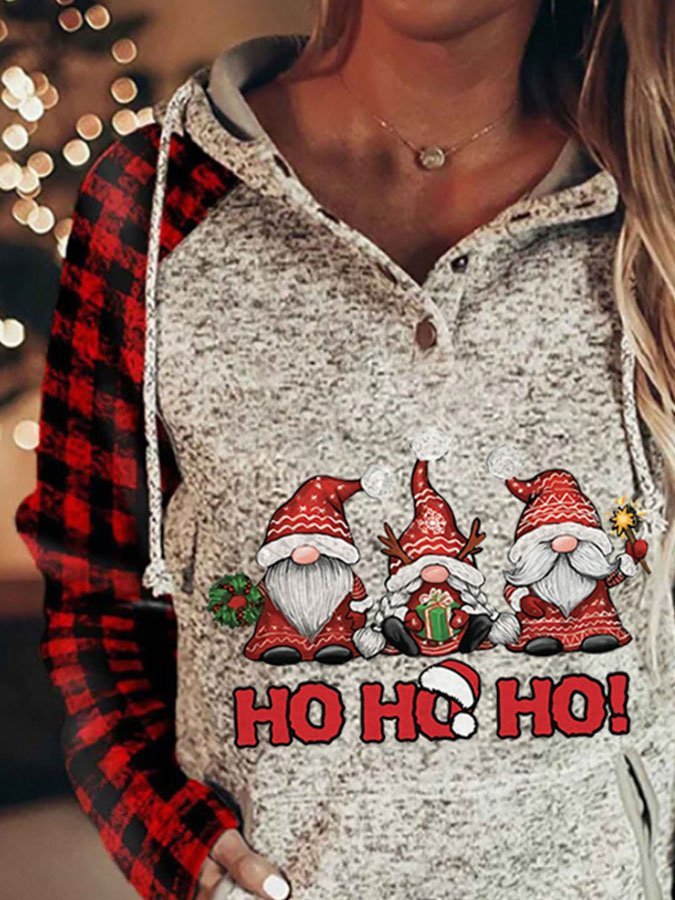 Christmas Print Long Sleeve Hoodie