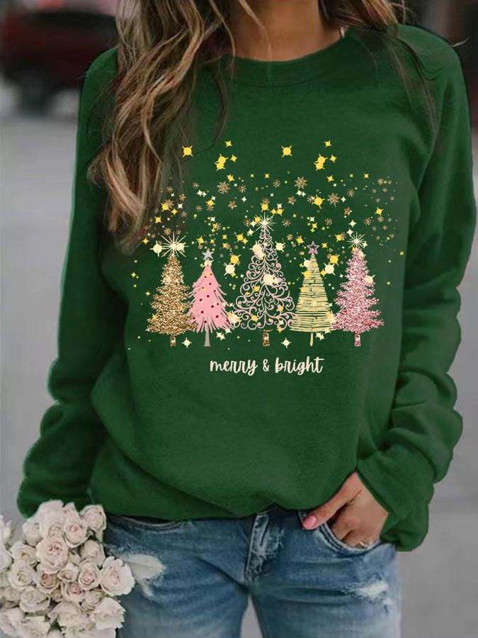 Women's Merry And Bright Christmas Print Casual Sweatshirt
