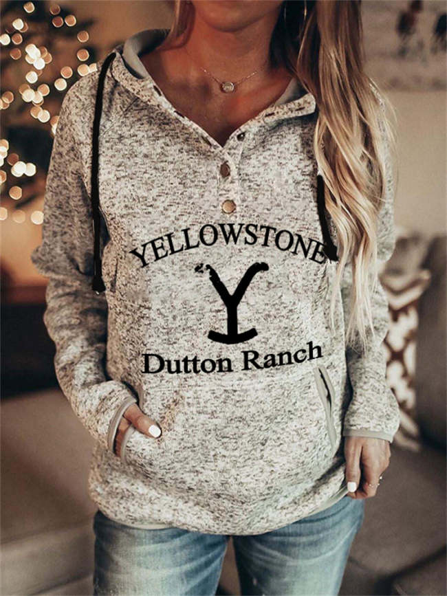 Western Graphic Button Up Cozy Hoodie