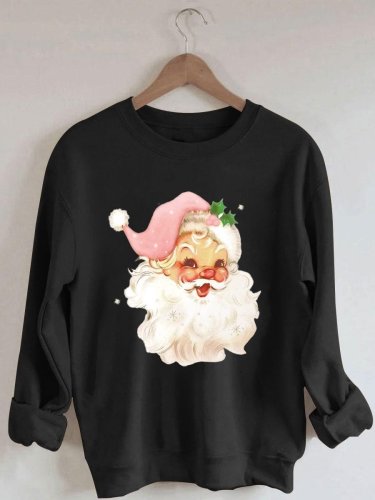 🔥Buy 2 Get 5% Off🔥Christmas Pink Santa Print Sweatshirt