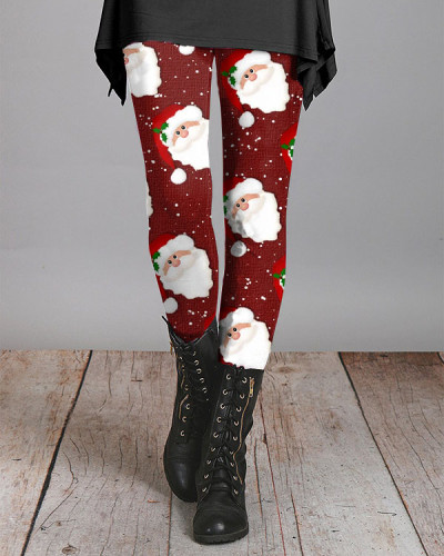 Red Christmas Santa Leggings