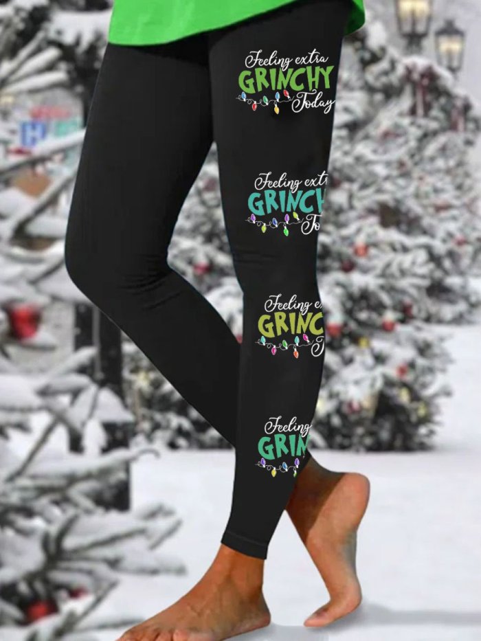 Women's Christmas Feeling Extra Today Lights Print Yoga Pants