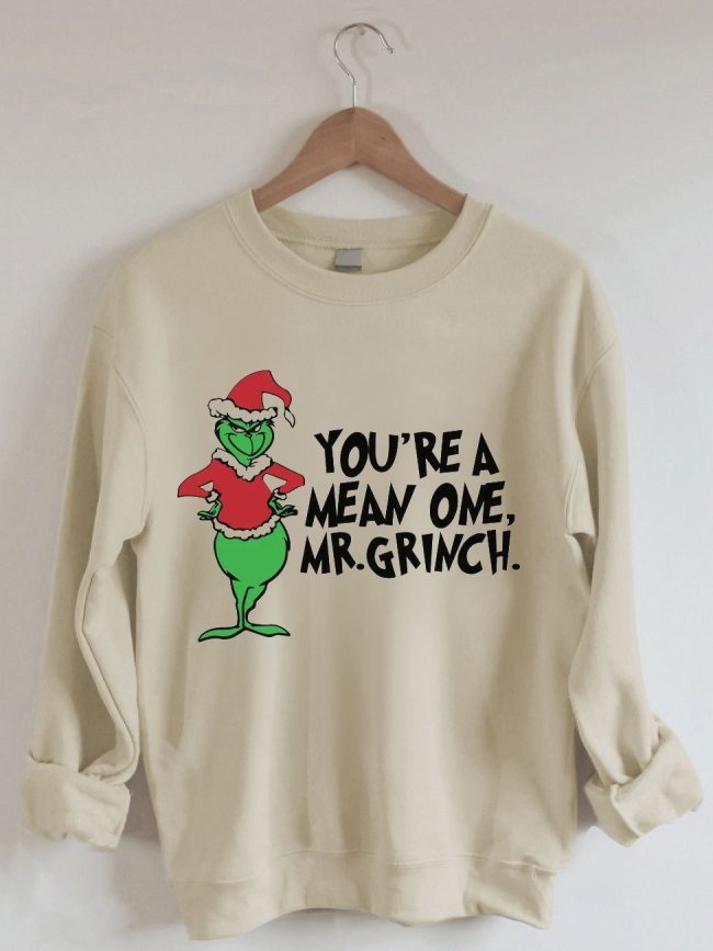 Women's You're a Mean One Mr. Grinch Print Sweatshirt