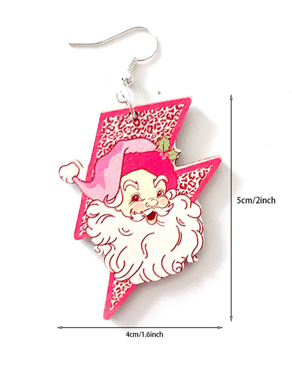 Pink Lightning Leopard Santa Earrings