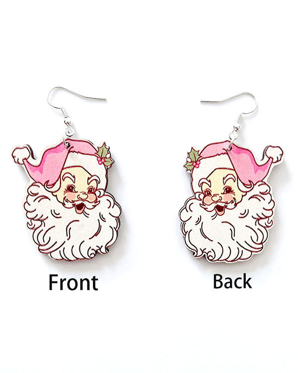 Pink Christmas Santa Earrings