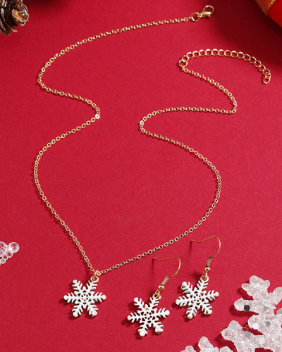 Christmas Snowflake Two Piece Earring Necklace