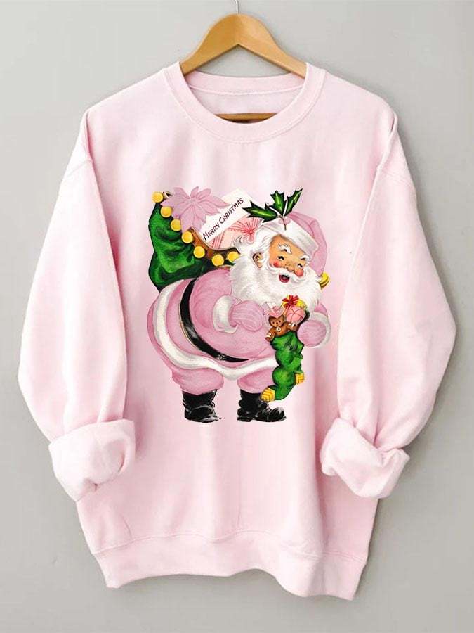 🔥Merry Christmas Santa Print Long Sleeve Sweatshirt