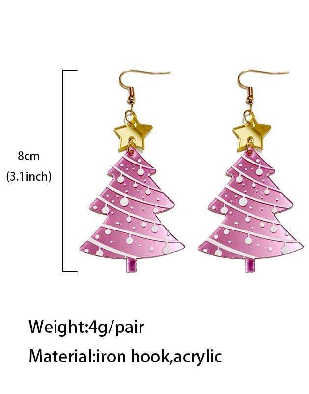 Women's Christmas Earrings Mirror Acrylic Glitter Christmas Tree