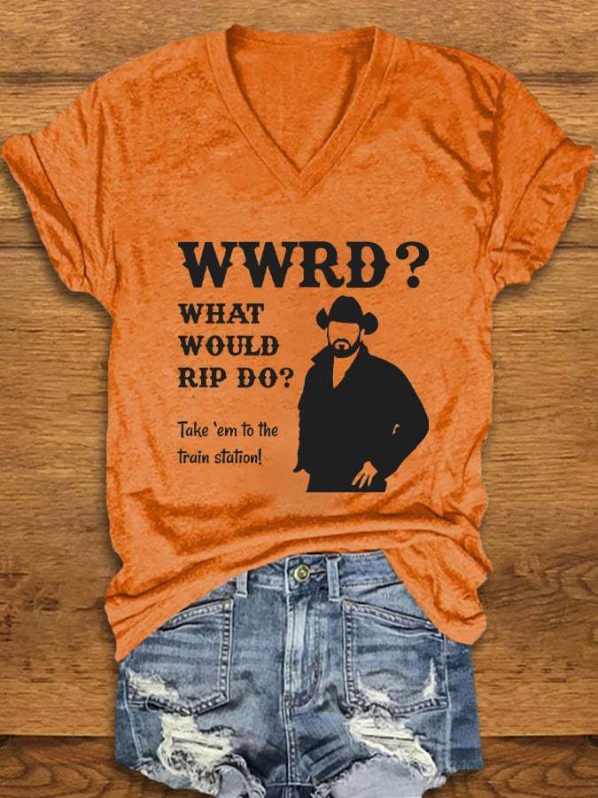 Women's Western Series TV Series Print V-Neck T-Shirt