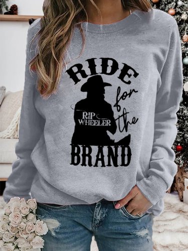 Women's Western Rip Wheeler Ride For The Brand Denim Print Sweatshirt