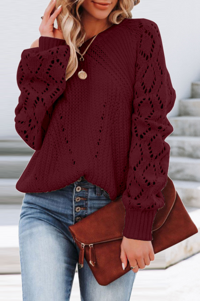 Fashion Solid Patchwork O Neck Sweaters(7 Colors)