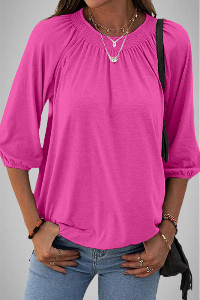 Casual Solid Solid Color O Neck Tops