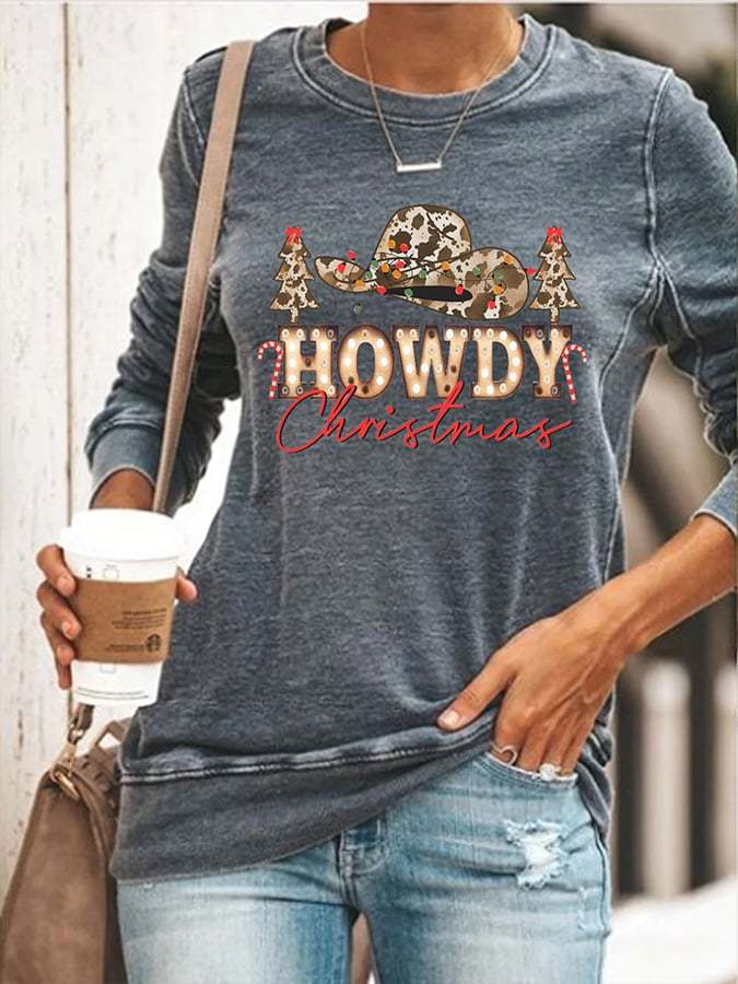 Women's Western Howdy Christmas Print Casual T-Shirt