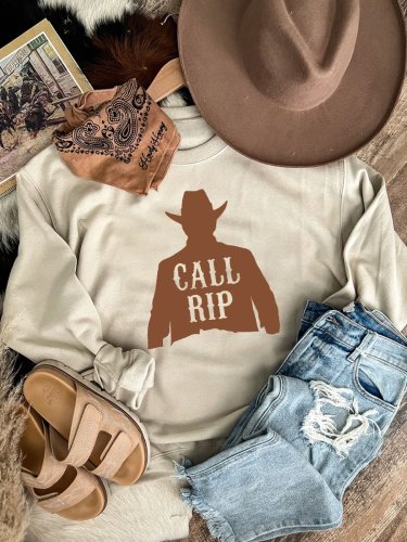 Women's Western Denim Call Rip Print Sweatshirt