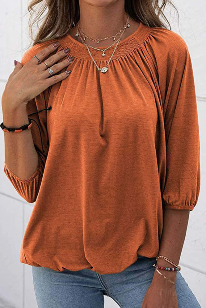 Casual Solid Solid Color O Neck Tops