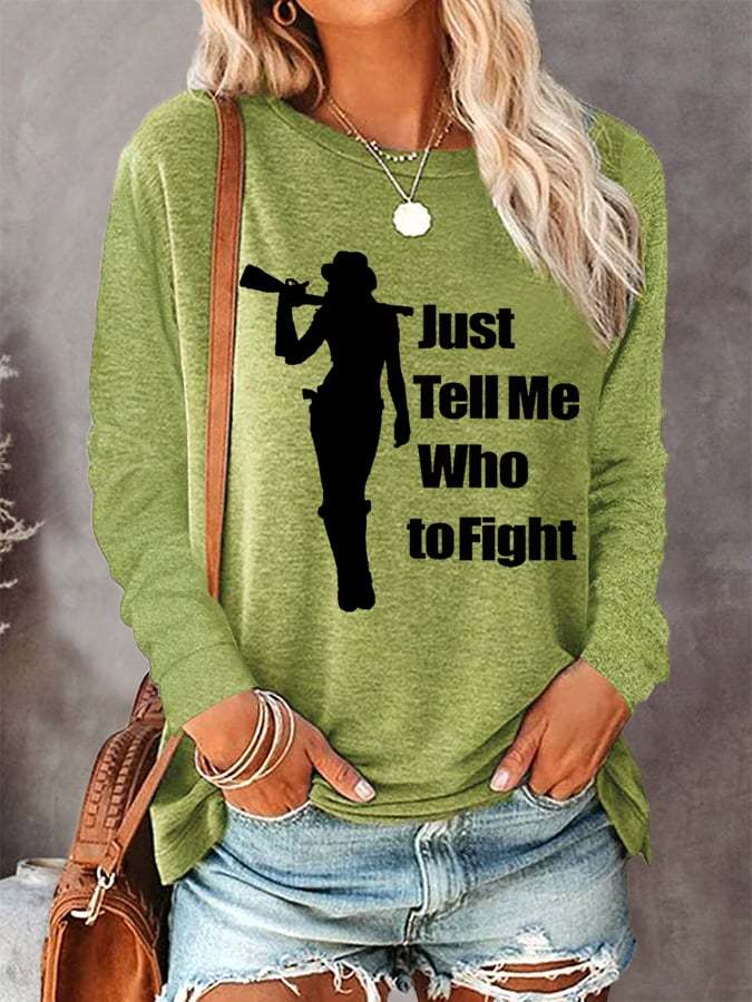 Women's Just Tell Me Who To Fight Beth Silhouette Long-Sleeve T-Shirt