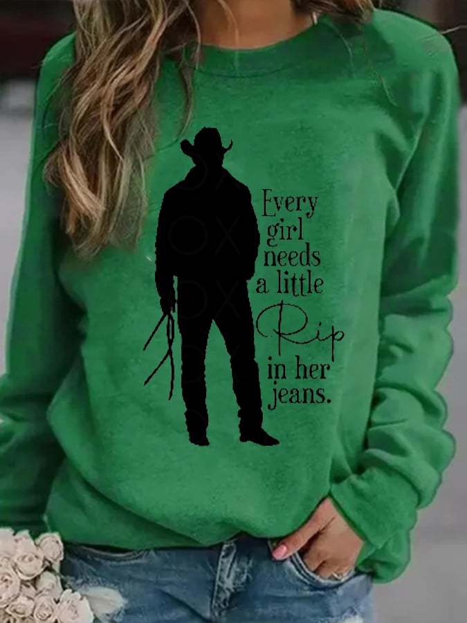 Women's Every Girl Needs a Little Rip Beth Dutton Printed Casual Sweatshirt