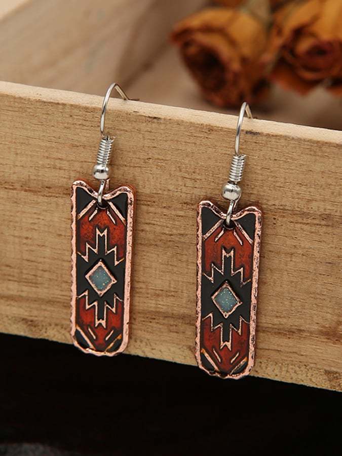 Women's Bohemian West Aztec Oil Drop Earrings