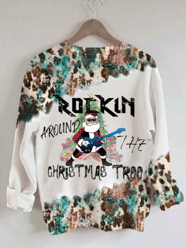 Women's Western and Christmas Combine  ROCKIN AROUND THE CHRISTMAS TREE  Print Sweatshirt