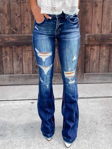 Vintage Ripped Wide Leg Jeans