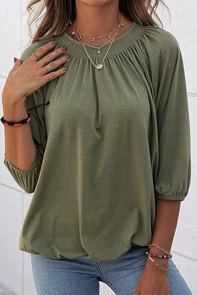 Casual Solid Solid Color O Neck Tops