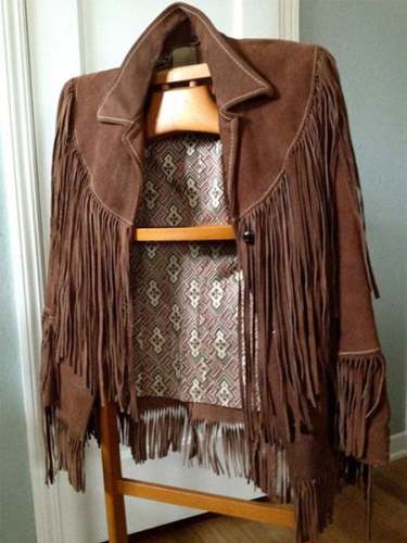 Vintage Ethnic Fleece Fringe Long Sleeve Jacket