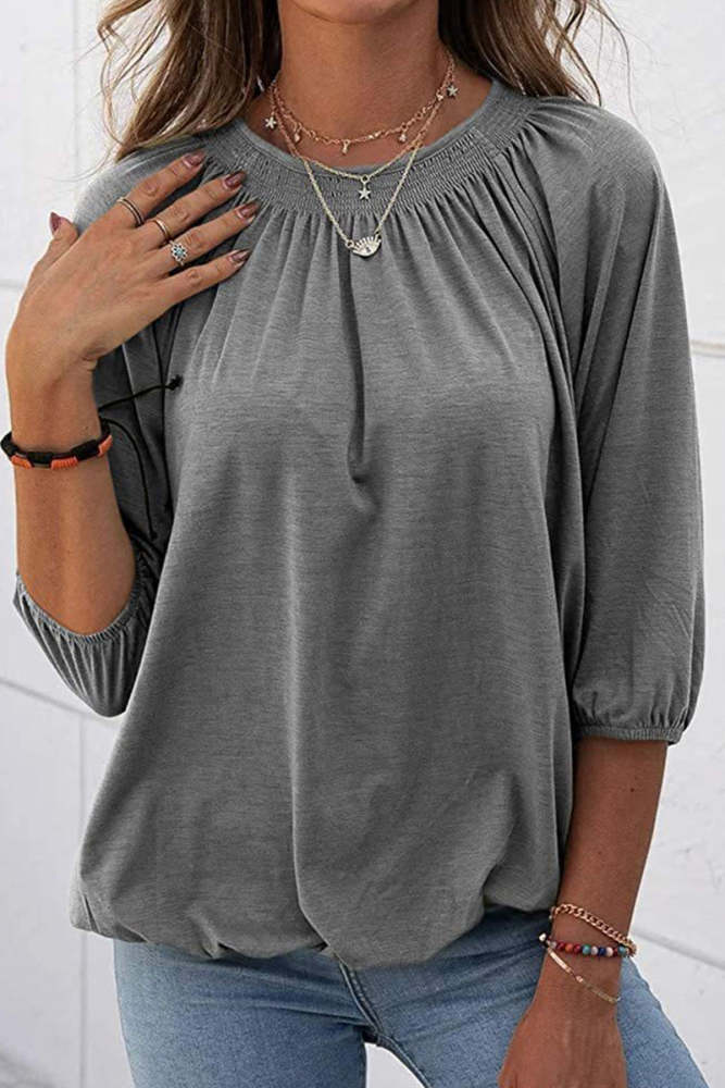 Casual Solid Solid Color O Neck Tops