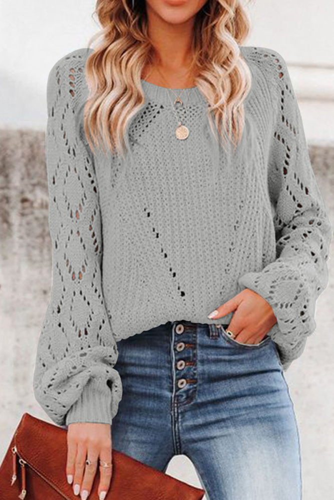 Fashion Solid Patchwork O Neck Sweaters(7 Colors)