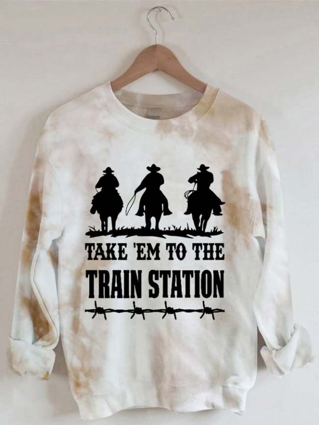 Women's Take 'Em To The Train Station Cowboy Silhouette Sweatshirt