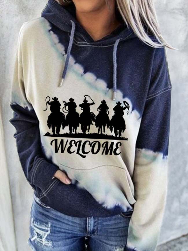 Women's Western Nation Print Casual Hoodie