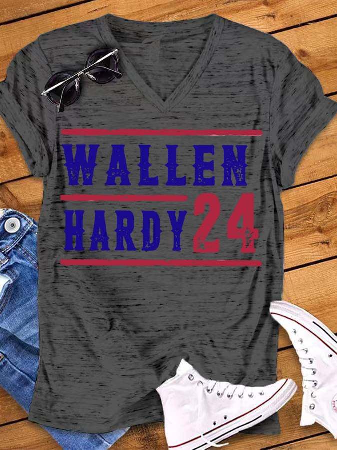 Women's Wallen Hardy 24 Print V-Neck T-Shirt