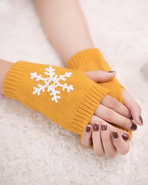 Knitted Half Finger Christmas Colorful Warm Gloves